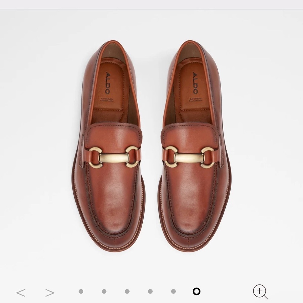 NWOT ALDO Men's Brown Cognac Leather Loafers sz 10 without box